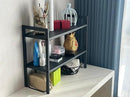 2 Tier Expandable Cabinet Shelf Organizer 14.5-25" L Kitchen Counter Shelf Rack Stand Sink Riser Countertop Storage Black (Normal 7.9”D) by CozyNest Decor