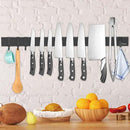 Dmore magnetic knife holder for wall—with 4 hooks, No Drilling 23 Inch black knife magnetic strip, Powerful knife magnet rack, include Adhesive Tape and screws for Knives, Utensils, and Tools by CozyNest Decor
