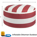 FUNHOME Inflatable Outdoor Ottoman with Air Pump,20"x9" Portable Patio Pouf,Water Resistant,Fade-Resistant,Round Blow Up Footrest Stools for Home Garden Camping Travel(Red White) by CozyNest Decor