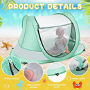 Baby Beach Tent,Large Pop Up Beach Tent Sun Shade for Beach,Portable Baby Travel Tent with Mosquito Net,Indoor Baby Play Tent,UPF 50+ UV Protection Sun Shelters for Infants by TinyTreasures Baby Boutique
