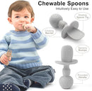 Silicone Baby Feeding Set, 2 Pack Divided Baby Plates with Suction, 2 Pack Spoons and Forks Set, BPA Free, Baby Led Weaning Supplies for Toddler Utensils Baby Feeding Essentials by TinyTreasures Baby Boutique