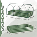 Aoodor 6 x 3 x 1 ft Raised Garden Bed with Mini Greenhouse Kit, Metal Planter Box with 2 Roll-Up Zipper Doors for Vegetables, Herbs, and Flowers by GreenHaven Gardens