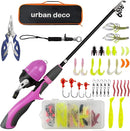 Urban Deco Kids Fishing Pole Set Portable Telescopic Kids Fishing Rod and Reel Combo Kit with Tackle Box for Beginners, Boys,Girls,Youth,Children by TinyTreasures Baby Boutique