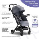 Mompush Lithe V2 Lightweight Travel Stroller, Compact Foldable Baby Stroller with Travel Bag, One-Hand Fold Stroller, Snack Tray, Mechanical Recline Seat, Airplane-Ready, Organizer & Rain Cover by TinyTreasures Baby Boutique