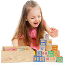 Joqutoys ABC Wooden Building Blocks for Toddlers 3 Large, 40 PCS Alphabet & Number Stacking Blocks with Storage Tray, Montessori Educational Learning Toys for Boys Girls Kids Gifts 1.65" by TinyTreasures Baby Boutique