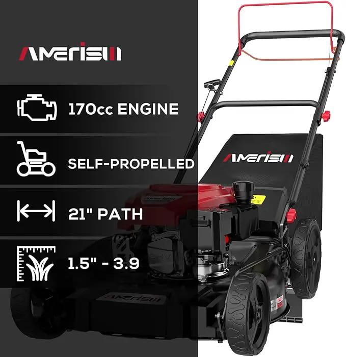 Self Propelled Gas Lawn Mower, 21" with 170cc 4-Cycle OHV Engine 3-in-1 RWD Self-Propelled Lawn Mower (AV8621S1), photo 2 of 9