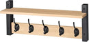 Sorbus Coat Hooks Wall Mount with Shelf – 24 Inch Coat Rack Wall Mount with 5 Heavy Duty Hooks – Floating Wall Shelf with Hooks for Entryway, Bathroom, Bedroom, Kitchen, or Mudroom (Maple Wood) by CozyNest Decor