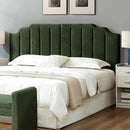 24KF Dark Green Teddy Fabric Tufted King Upholstered Headboard, Modern Vertical Channel Design California King Headboard with Stepped Silhouette Top Edge,6026-K-Teddy Dark Green by CozyNest Decor
