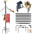 Bird Feeder Pole with Squirrel Baffle - 104 Inch Bird House Pole for Outdoors Heavy Duty, Squirrel Proof Baffle with Stainless Steel Spring for Better Defense, Slip-Fit Connection by GreenHaven Gardens
