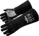 RAPICCA Welding Gloves Fire Heat Resistant: Black 16IN - Fireproof Leather For Stick Mig Flux-Core Welder Forge Blacksmith Fireplace Wood Stove Fire Pit Furnace Handling Dry ice - One Size 662℉ by GreenHaven Gardens