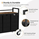 Laundry Hamper, Laundry Basket, Laundry Sorter with 3 Removable Bags, Clothes Basket with 3 Compartments, Wheels, Shelf for Laundry Room Bathroom Bedroom (3 Bags-Black)