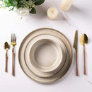 GBHOME Ceramic Dinnerware Sets for 4, 12 Pieces Stoneware Plates and Bowls Sets, Scratch Resistant Dishes, Dishwasher & Microwave Safe, Reactive Glaze-Cappuccino by CozyNest Decor