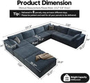 157.5" Cloud Couch Oversized Modular Sectional Sofa for Living Room,Modern Sofa with Deep Seat，8 Seater Boneless Couch with 2 Ottoman,Comfy Upholstered Couches for Apartment, Studio, Office,Blue by CozyNest Decor