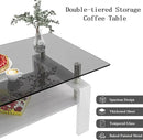 Glass Coffee Table Rectangle Living Room Center Table, with Gray Tempered Glass Tabletop and White MDF Layer,for Living Room and Office, Gray+White by CozyNest Decor