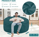 5FT Bean Bag Chair, Large Bean Bag Chairs with Memory Foam Filled, Fluffy Beanbag Sofa with Dutch Velvet Cover, Round BeanBag Chairs for Living Room, Playroom- Sea Blue by TinyTreasures Baby Boutique