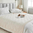 CozeCube Check Knit Throw Blanket, Cream White Checkered Throw for Couch, Decorative Christmas Soft Cozy Warm Knitted Blanket for Bed Sofa Living Room, 60"X80" by CozyNest Decor