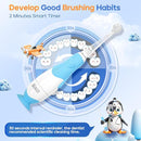 SEAGO Toddler Electric Toothbrushes for Baby Ages 0-3 Years, Baby Toothbrush with Smart Timer and Suction Base, 4 Replacement Brush Heads SG-513 (Blue-C) by TinyTreasures Baby Boutique