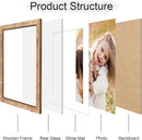 10x14 Picture Frame Set of 4, 10 x 14 Wood Photo Frames with Mat for 8x12 or 30x40cm Diamond Painting Art, Wooden Frame with Real Glass Cover for Wall and Tabletop Display,Brown by CozyNest Decor