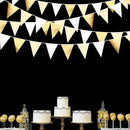 White and Gold Party Decorations Gold Beige White Fabric Triangle Pennant Banner Flag Bunting Garland for Graduation Wedding Birthday Bridal Shower Anniversary Engagement Baptism Party Supplies by GreenHaven Gardens