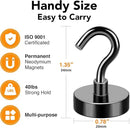 MIKEDE Magnetic Hooks, 40Lbs Strong Neodymium Black Magnet Hook for Hanging, Heavy Duty Magnetic Hooks Classroom Must Have, Magnet with Hooks for Home, Kitchen, Workplace, School - Pack of 10 by CozyNest Decor