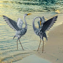 24-27 Inch Standing Crane Garden Sculptures & Statues, Crane Metal Yard Art for Backyard, Lawn, Patio, Porch, Birthday, Wedding Decorations, Gray by CozyNest Decor
