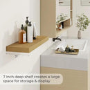 24 inch Floating Shelves Long Floating Shelves for Wall Large Wall Mounted Shelves with Invisible Brackets, Oak Shelves for Bathroom, Living Room, Kitchen, Office, 24x6.7 inch deep Set of 2 by CozyNest Decor