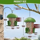 LONA Bird Feeders for Outdoors Hanging – 3 Separate Compartments, 3 Feeding Ports, Weatherproof Dome & 3 Ways to Hang, Large Capacity for Cardinals/Finches (Green，Plus by CozyNest Decor