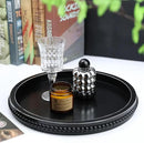 Round Black Wood Serving Tray with Beads, Wooden Decorative Tray for Entertaining, Decoration, and Gifting, by CozyNest Decor