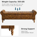 Storage Ottoman Bench for Bedroom, 52" Leather End of Bed with Rolled Arms, Upholstered Ottoman Fit for Living Room, Entryway, Faux Leather Brown by CozyNest Decor