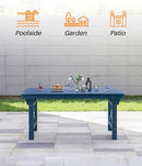 HDPE Outdoor Dining Table, 66.9” Rectangle Patio Dining Table for 6, All-Weather HDPE Outdoor Table with 2.2” Umbrella Hole, HDPE Patio Furniture for Deck, Backyard, Garden, Pool, Navy by CozyNest Decor