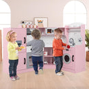 Costzon Corner Kids Kitchen Playset, Wooden Play Kitchen with Sounds & Lights, Washing Machine, Range Hood, Ice Maker, Microwave, Oven, Sink, Pretend Toy Kitchen Set for Toddler, Gift for Boys Girls by TinyTreasures Baby Boutique
