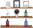 AZSKY Picture Ledge Shelf Wall Ledge Floating Shelves for Photo Frames Kids Book Shelves Wall Mounted Burnt Wall Display Shelf Wooden Frame Ledge 48 Inches Set of 3 Bathroom Organizer Shelves by CozyNest Decor