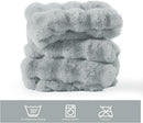 Touchat Luxury 1000GSM Faux Rabbit Fur Throw Blanket, Super Heavy Warm Cozy Grey Blankets for Couch Bed Sofa, Ruched Plush Fuzzy Elegant Soft Reversible Mink Blanket for Living Room Bedroom by CozyNest Decor