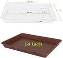 Plant Growing Trays 4 Pack, Plant Tray, 14.5"x11", Heavy Sturdy Plastic Plant Saucer Seed Trays, Seedling Starter Tray, Plant Drip Trays for Indoors, Seed Starter Growing Tray (Chocolate) by GreenHaven Gardens