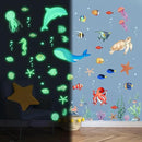Sea Turtle Ocean Fish Wall Decals Glow in The Dark, Under The Sea Life Animals Stickers for Ceiling, Girls Boys Waterproof Decoration for Living Room Wall Bathroom Toilet by CozyNest Decor