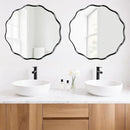 Fabuady Black Round Wavy Edge Mirror - 30'' Circle Wall Mirror with Metal Frame, Decorative Hanging/Leaning Mirror for Bathroom, Bedroom, Living Room, Hallway, Entryway, Office, Home Decor by CozyNest Decor