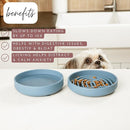 The Slowdown Bowl Silicone Slow Feeder for Cats & Kittens, Slow Eating Mealtime Solution with Modern Lick Mat Design, Reduces Gulping, Fits 1 Cup 6” Across x 1.25” Tall, Small-Spruce by CozyNest Decor
