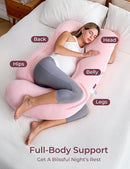 Momcozy Pregnancy Pillows for Sleeping, U Shaped Full Body Maternity Pillow for Side Sleeping - Support for Back, Legs, Belly, HIPS, 57 Inch, Pink by TinyTreasures Baby Boutique