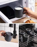 famiware Coffee Mug Set for 4, Star 12 oz Catering Mugs Cup Set with Handle for Coffee, Tea, Cocoa, Milk - Ceramic Stoneware Drinkware Set, Matte White + Matte Black by CozyNest Decor