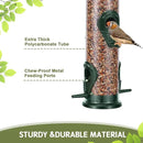 MIXXIDEA 2PK Metal Wild Bird Feeder Bird Feeders for Outdoors Hanging 6 Port Tube Bird Feeder Transparent Finch Feeder with Steel Hanger Green by CozyNest Decor