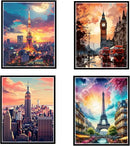 ELEVENSPACE Boho Wall Art Decor,New York, London, Tokyo, Paris, Eiffel Tower,City Wall Decor Art,Modern Landscape Wall Art for Living Room Bedroom Prints Poster,8x10 Inch Set of 4,Unframed by CozyNest Decor