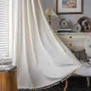 Sutuo Home Boho Curtain with Handmade Tassels, Rod Pocket Window Treatment Vintage Rustic Bohemian French Farmhouse Semi-Blackout Solid Drape for Bedroom, 1 Panel 59" W x 84" L,Cream White by CozyNest Decor