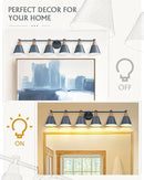 FEMILA Vintage Bathroom Light Fixtures, 45.3" Vanity Lighting Fixtures Over Mirror, 6 Light Vanity Light, Blue Finish, 4FG59B-6W Blue by CozyNest Decor