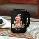 Watercolor Christmas Gingerbread Design Mug, Custom Gingerbread Lover Black Cup, Customized Christmas Coffee Mug With Name, Gift For Boy Girl, Personalized Gingerbread Lover Cup 11oz 15oz by CozyNest Decor