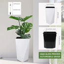 Dexceder 24 Inches Tall Self Watering Planter Diamond High Gloss Indoor Outdoor, Thickened Rhombus Large Floor Standing Flower Plant Pot with Water Level Indicator (White) by CozyNest Decor