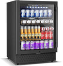 24 Inch Beverage Refrigerator, 5.2 Cu. Ft. Drink Refrigerator with Glass Door, 200 Cans Under Counter & Freestanding Drink Fridge, Reversible Door, Built-In Beverage Cooler for Kitchen, Bar or Office. by CozyNest Decor
