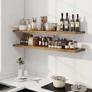 55" Floating Shelves for Wall, 12" Deep Slim Rustic Brown Floating Shelves, Wall-Mounted Shelves for Bedroom, Living Room, Kitchen, Bathroom - Set of 2 by CozyNest Decor