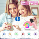 goopow Mini Karaoke Machine Speaker for Kids Adults, Portable Bluetooth Microphone Song Toys with LED Light, Best Chritmas Birthday Festival Gift for 3 4 5 6 7 8+ Year Old Girls Boys (Pink-2Mic) by TinyTreasures Baby Boutique