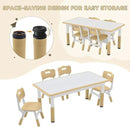 Kids Study Table and Chairs Set, Height Adjustable Toddler Table and Chair Set for Kids Ages 3-8, Graffiti Desktop (Light Brown) by CozyNest Decor