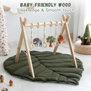 Razee Wooden Baby Play Gym Activity Mat, Leaf Shaped Play Mat Baby Gym with 6 Hanging Sensory Toys Foldable Baby Gym Newborn Infant Baby Use by TinyTreasures Baby Boutique
